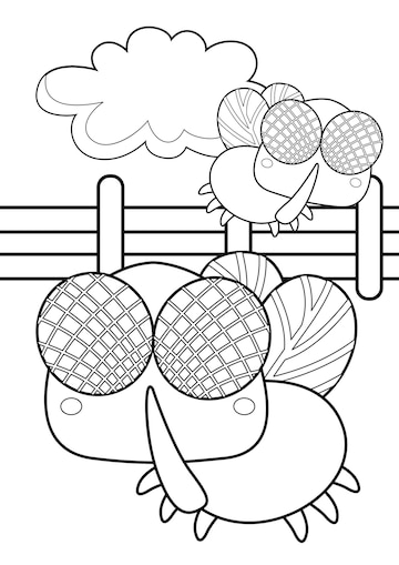 Premium vector insect fly coloring page for kids and adult