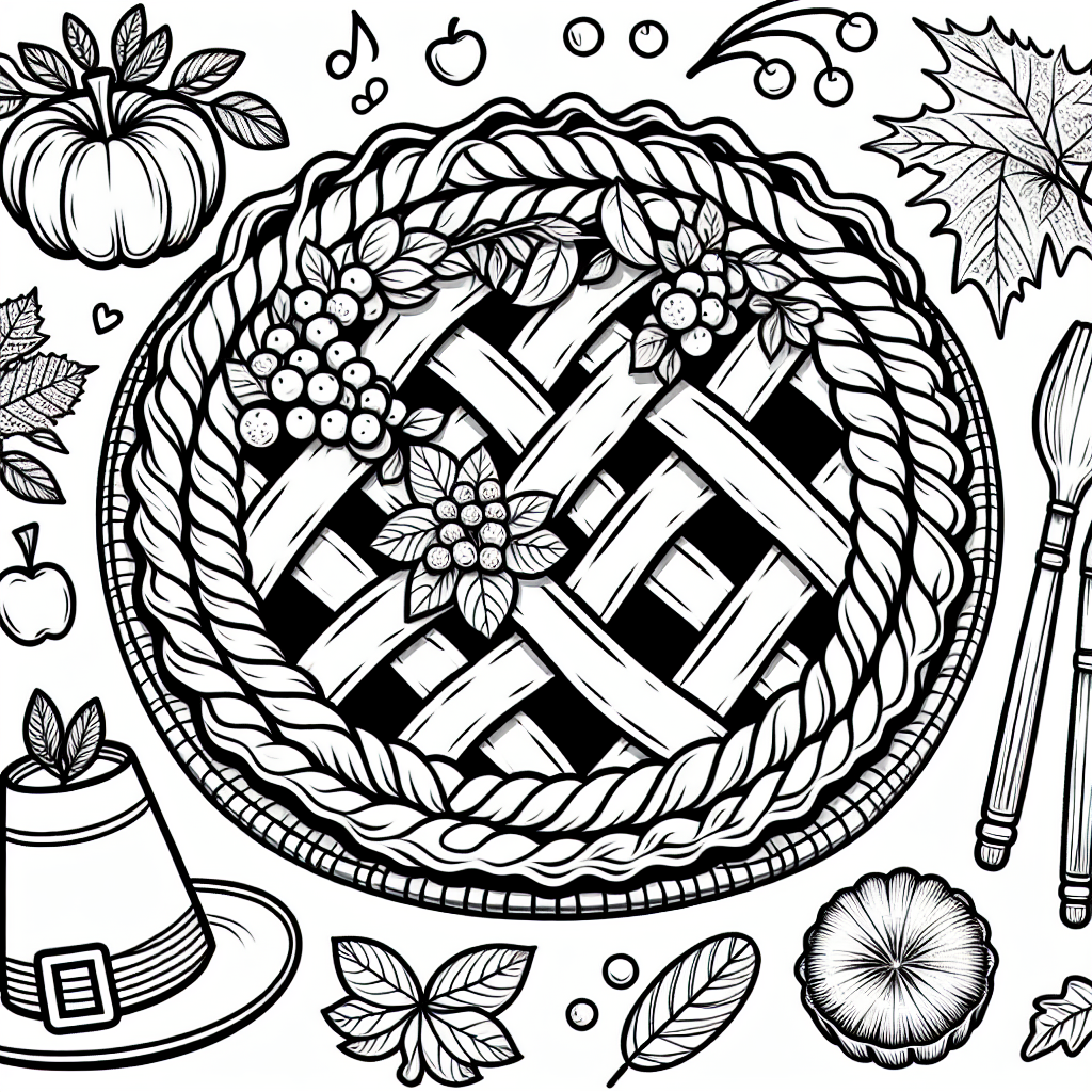 Thanksgiving pie coloring pages