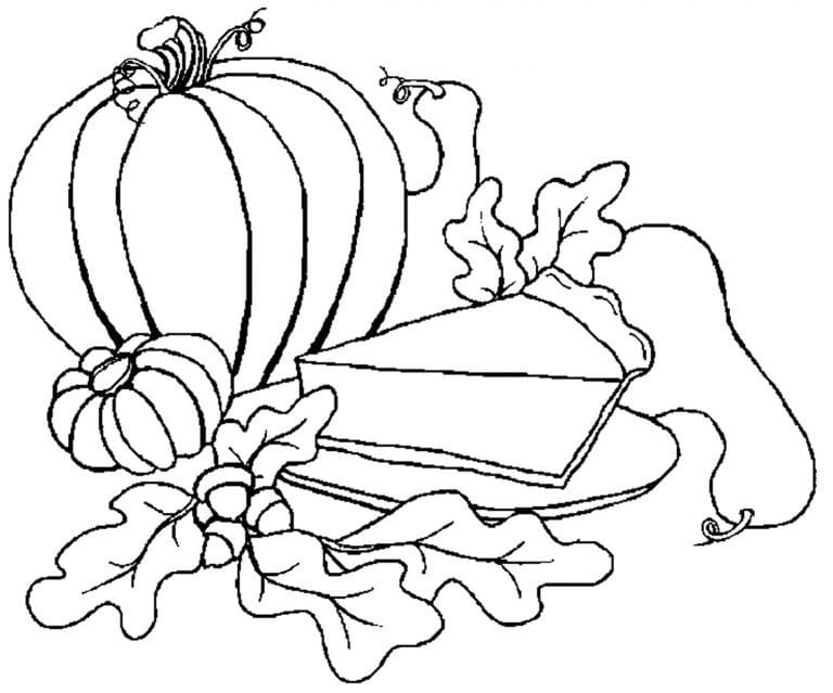 Pumpkin and pumpkin pie coloring page