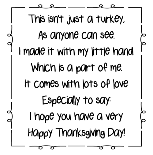 Turkey handprint poem a to z teacher stuff printable pages and worksheets