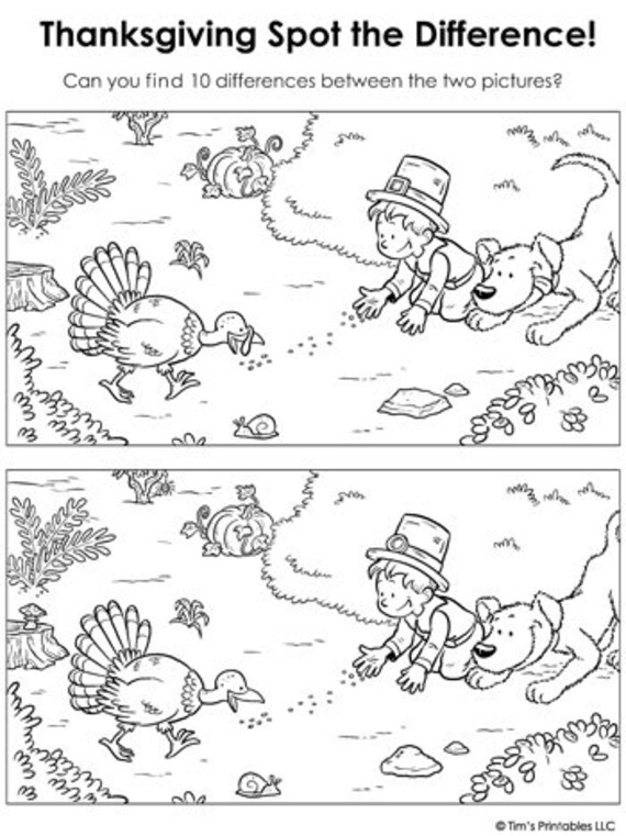 Thanksgiving spot the difference puzzle pdf download now