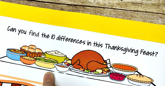 Find the differences thanksgiving printable game
