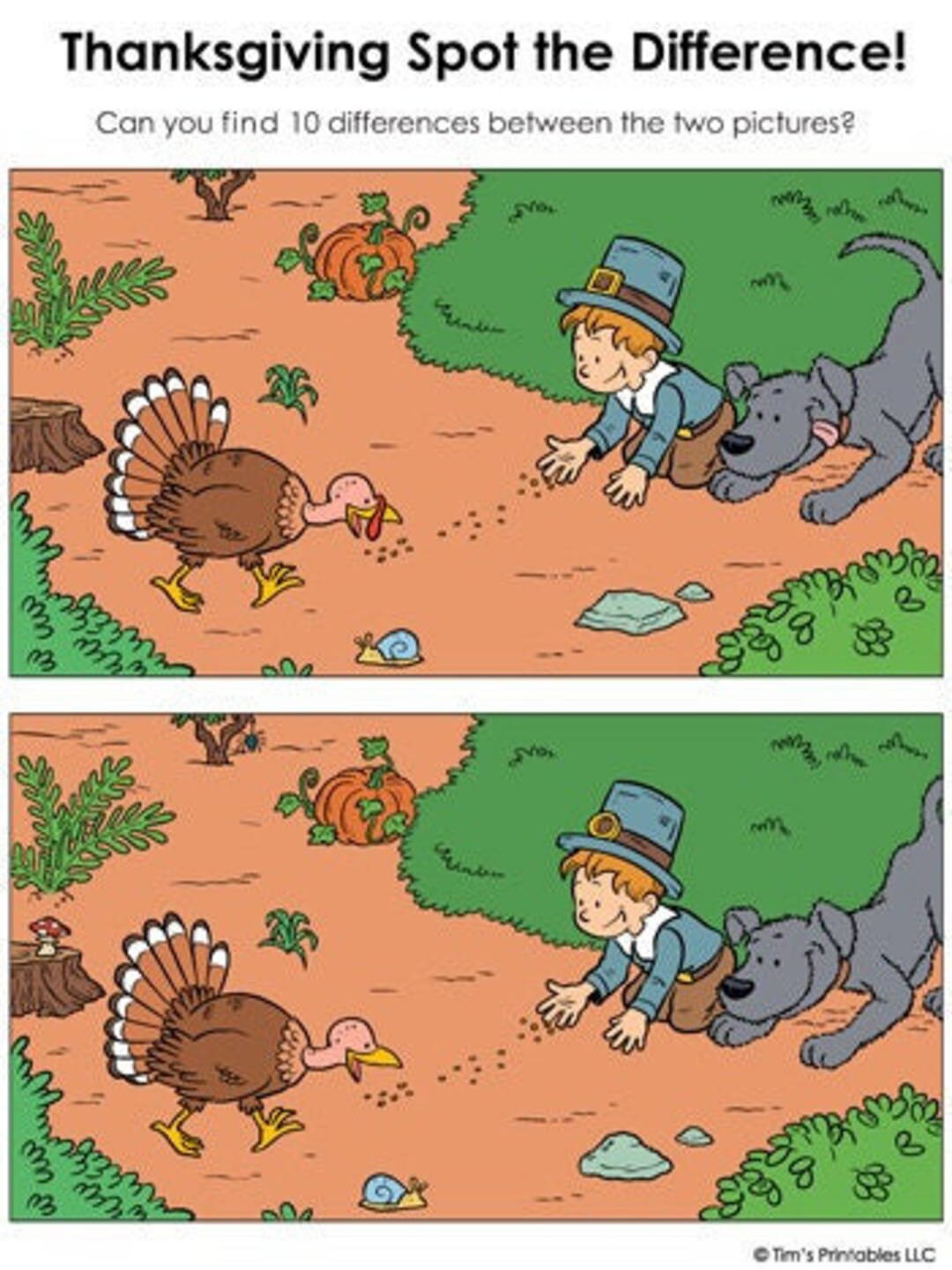 Thanksgiving spot the difference puzzle pdf download now