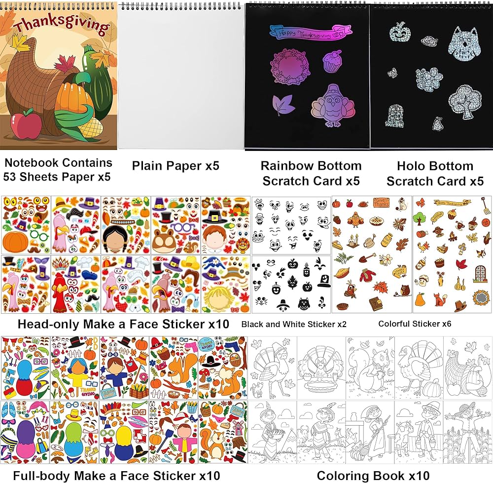 Joyin sheets thanksgiving crafts notebook with make