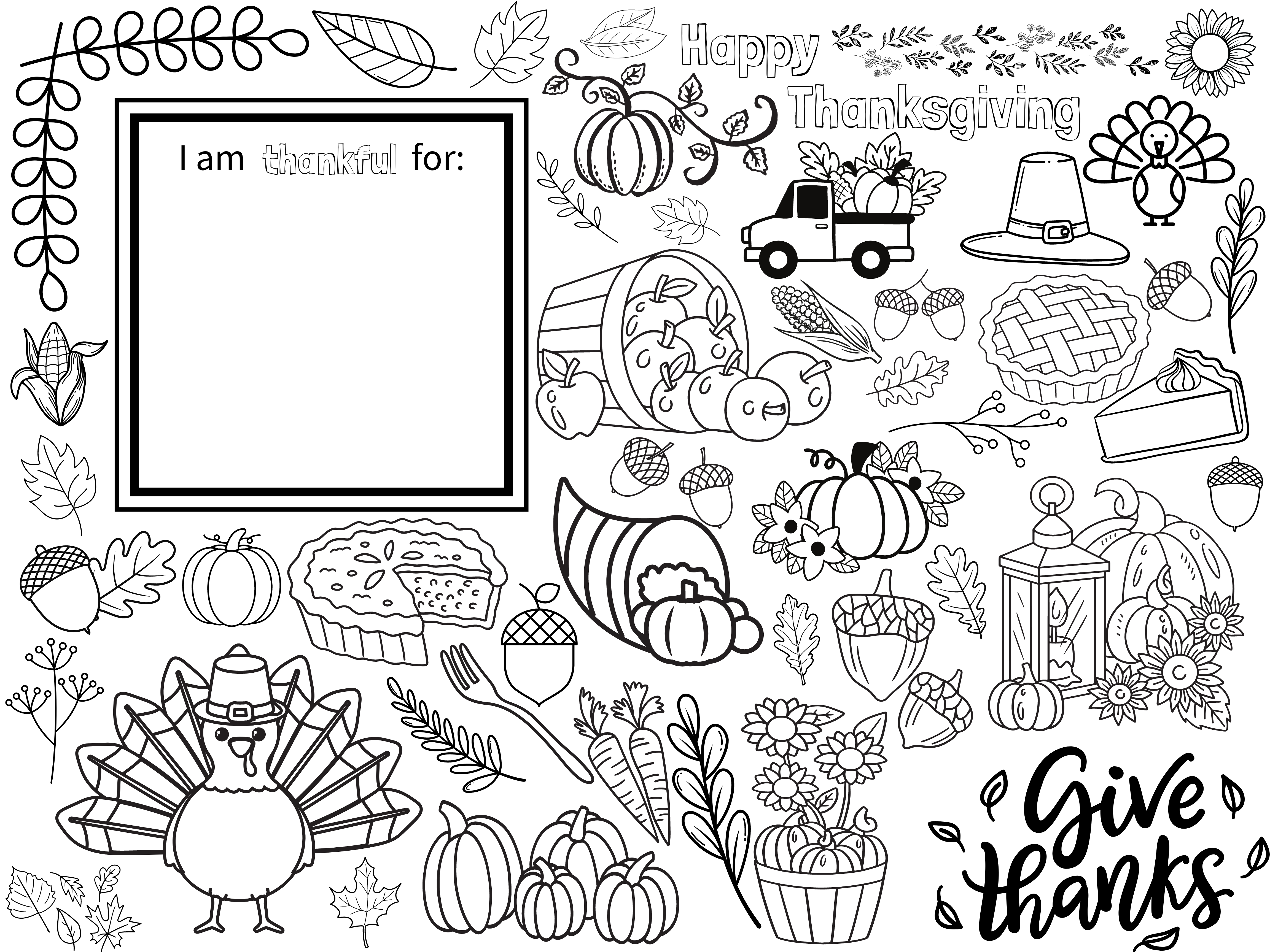 Free printable thanksgiving coloring tablecloth for the kids table