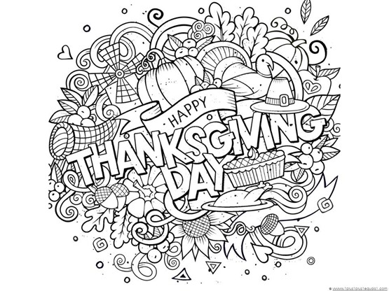 Thanksgiving doodle coloring pages