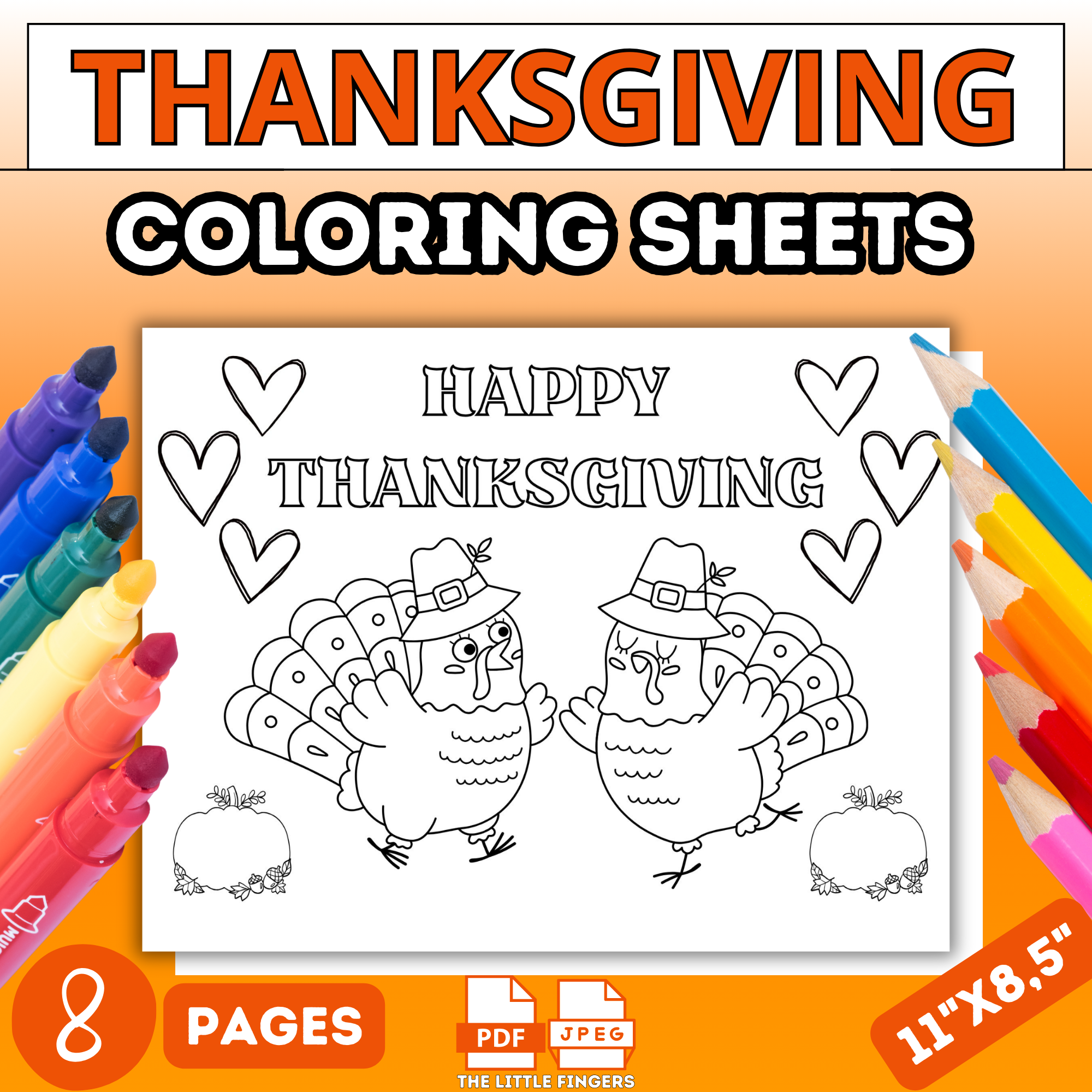 No prep thanksgiving theme turkey coloring sheets made by teachers