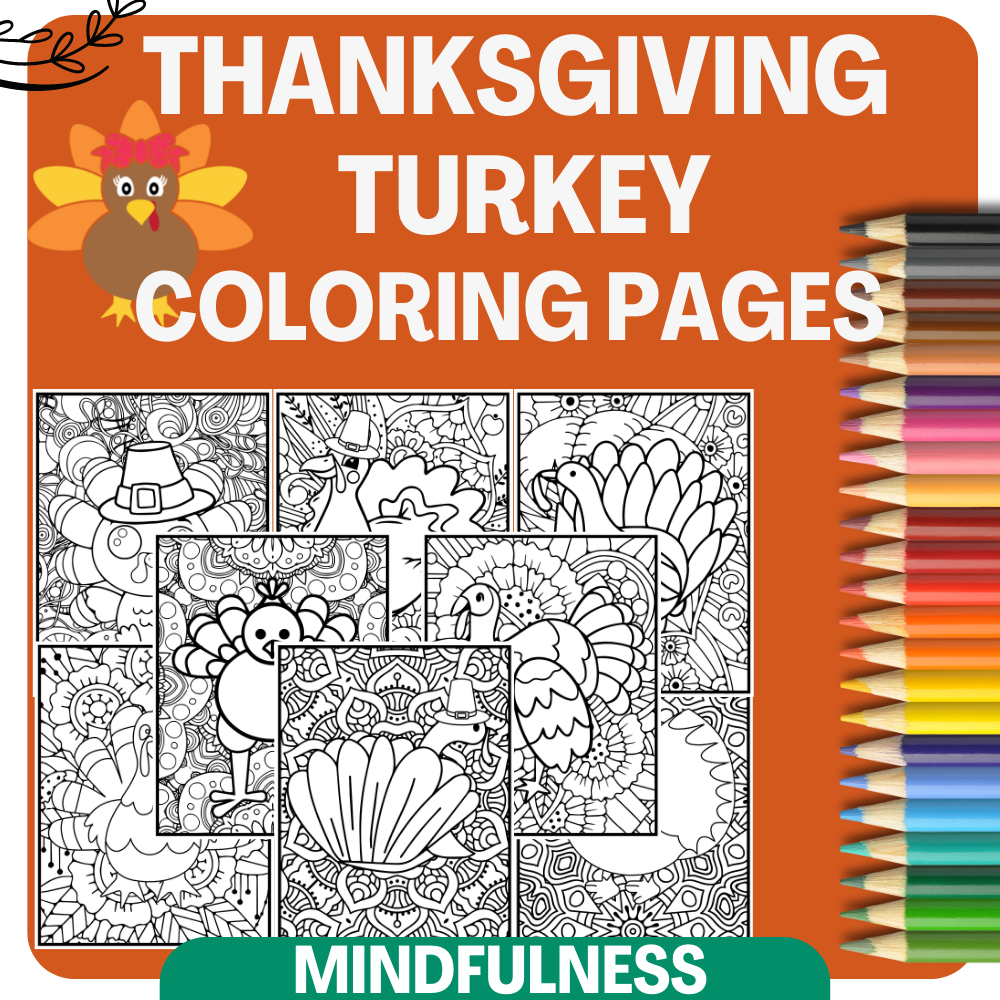 Thanksgiving turkey coloring page fall themed mindfulness made by teachers