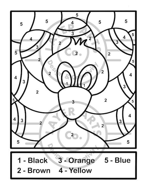 Thanksgiving turkey color by number activity sheet preschool kindergarten elementary school homeschool classroom autumn fall color by number