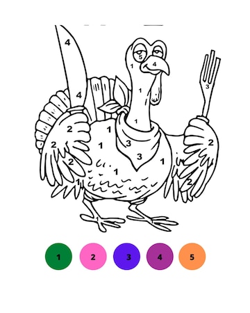 Premium vector color by number thanksgiving coloring pages thanksgiving color by number page for kids
