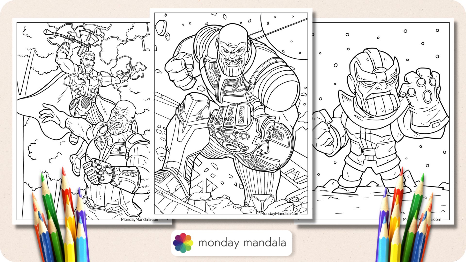 Thanos coloring pages free pdf printables