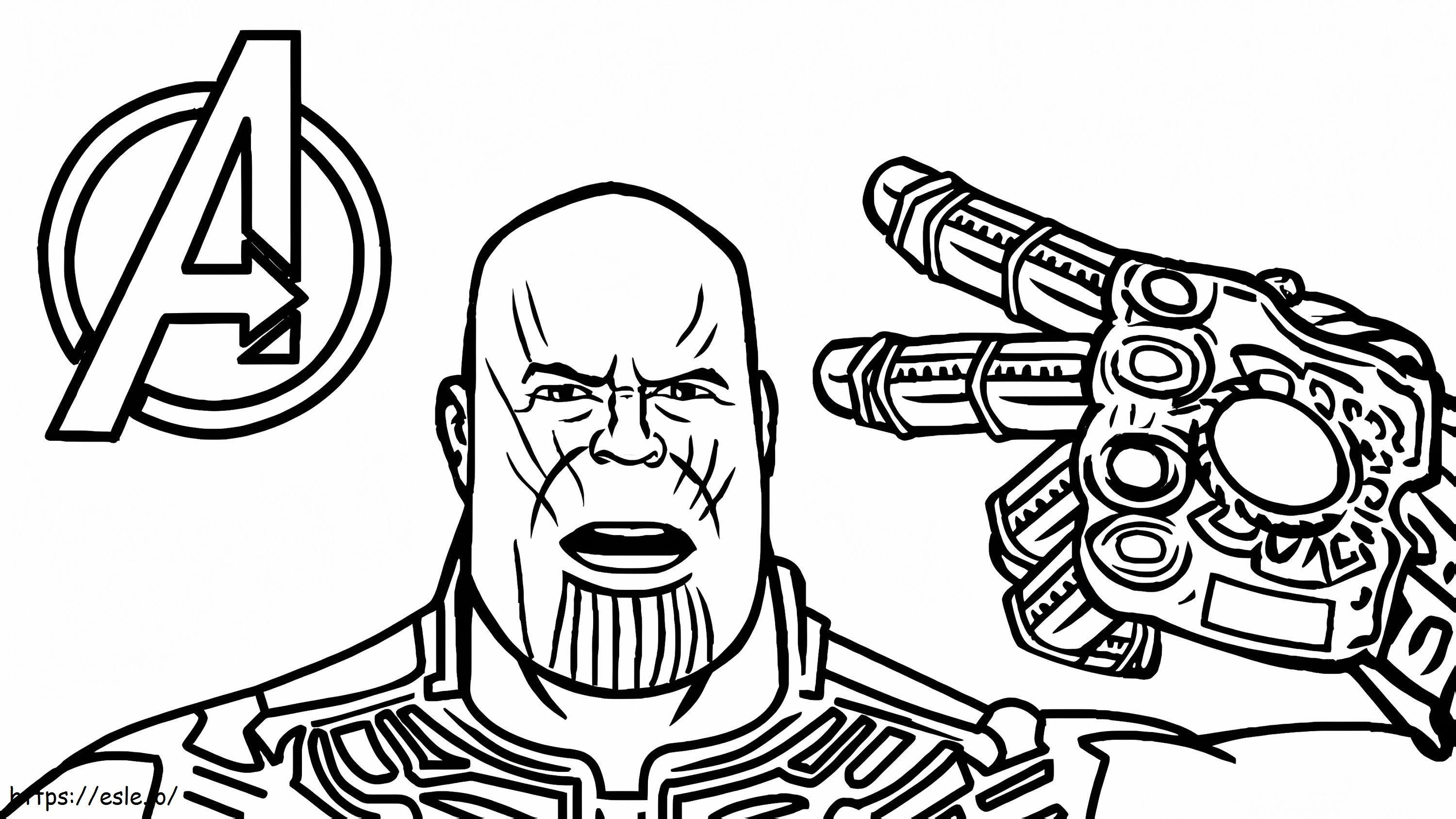 Funny thanos with infinity gauntlet coloring page