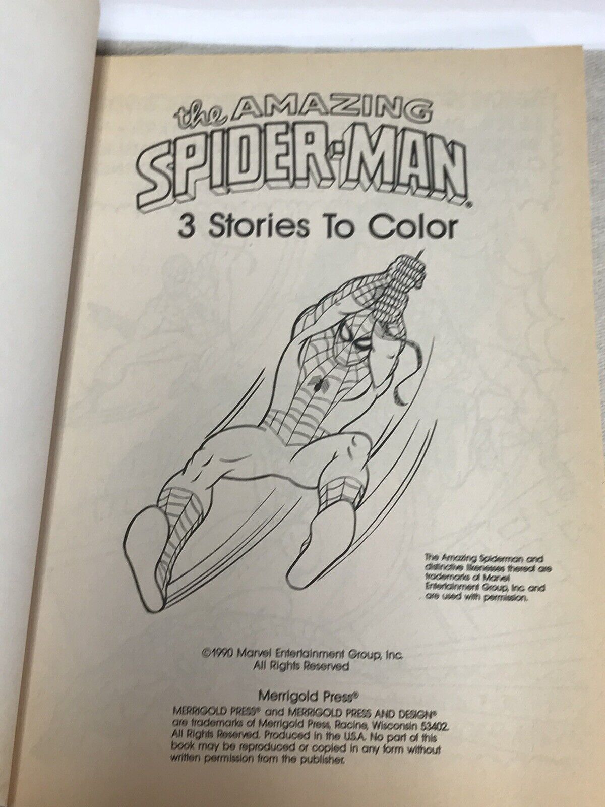 Vtg amazing spiderman coloring book merrigold childrens activity book v