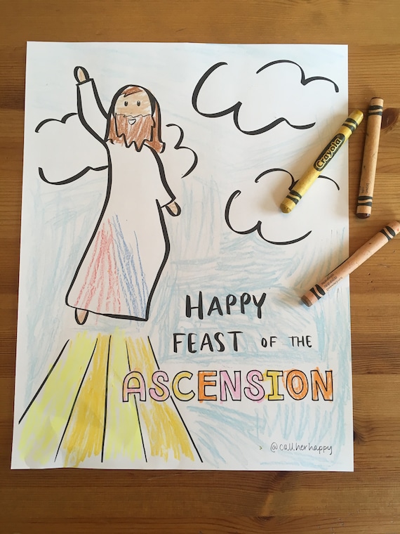 Ascension sunday printable coloring page sheet lazy liturgical year catholic resources for kids feast day prayer activities jesus
