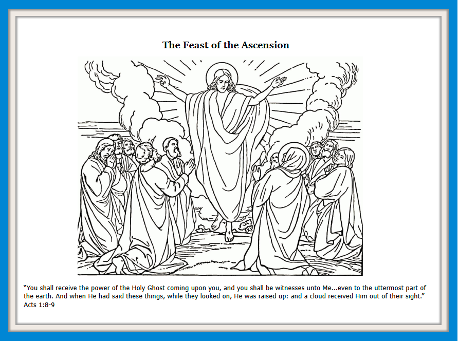 Beautiful coloring activity pages for ascension day