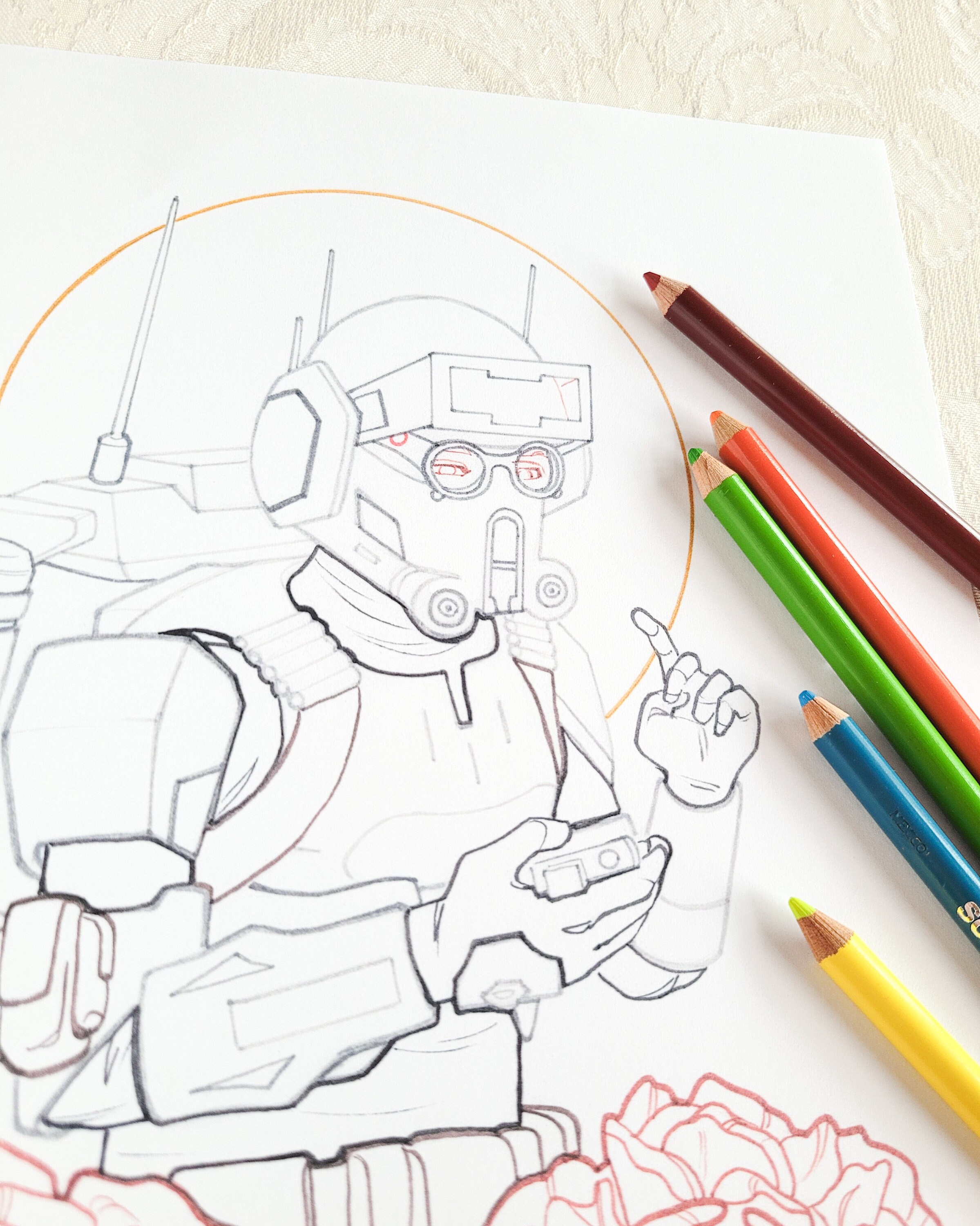 Tech the bad batch coloring page star wars digital download printable lineart coloring page original artwork