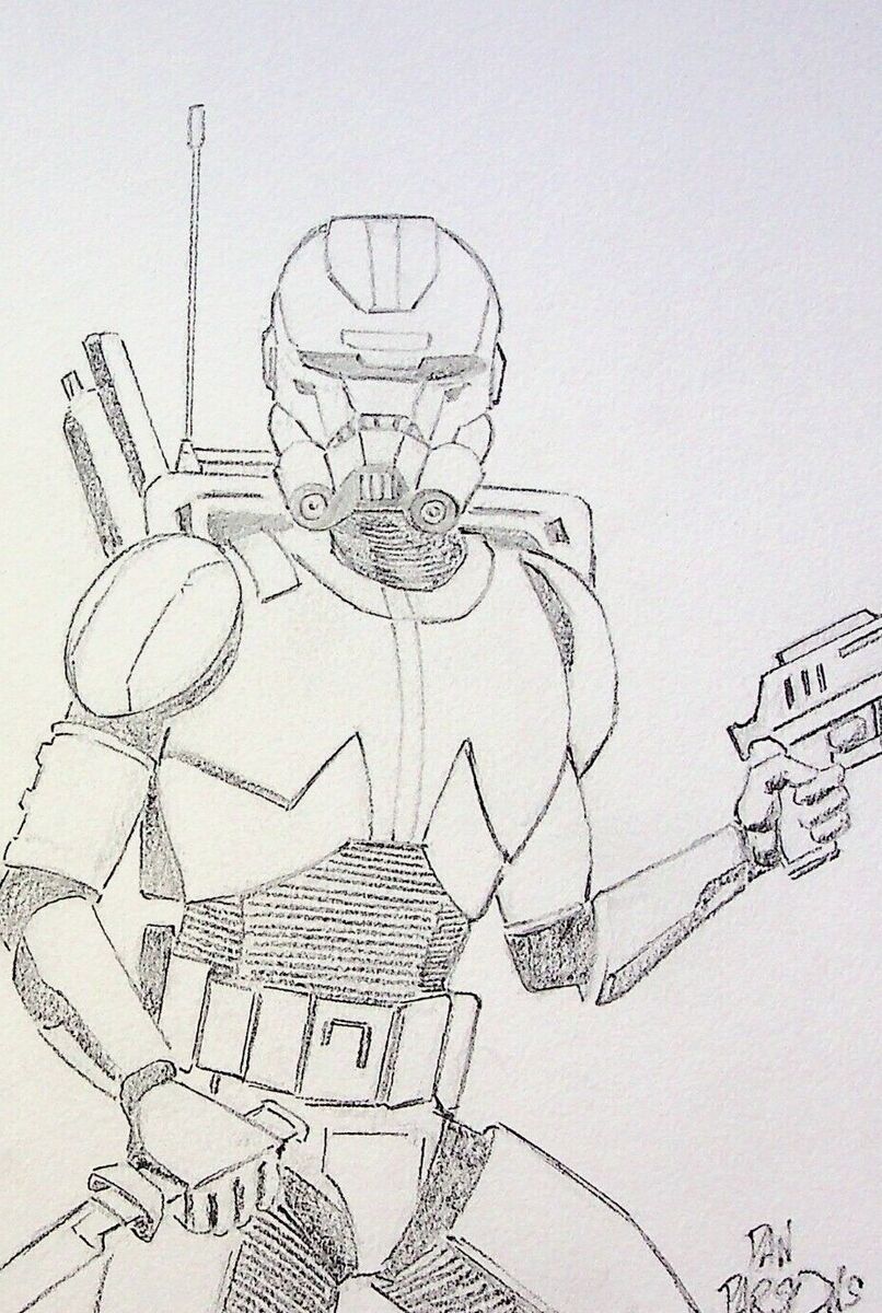 Hunter concept art star wars the bad batch dan parsons signed pencil x art