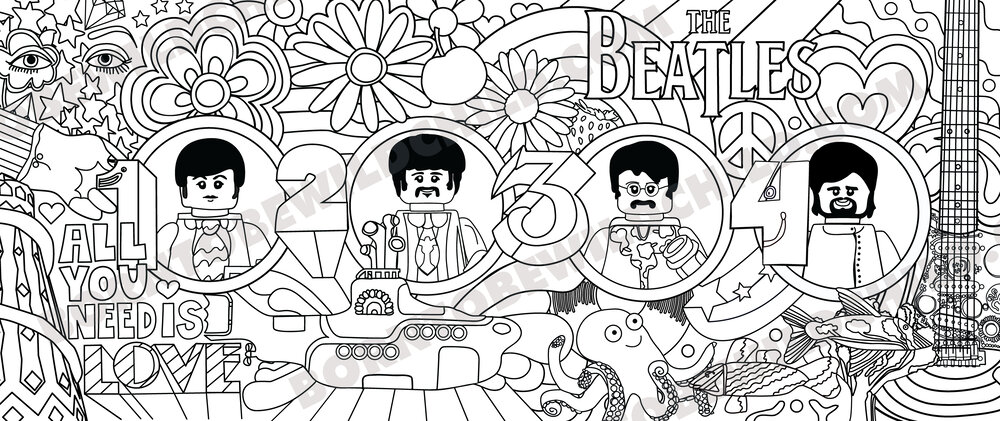 The beatles giant colouring wall mural â born to be wild child