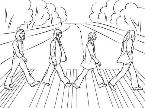 The beatles abbey road cover photo coloring page free printable coloring pages