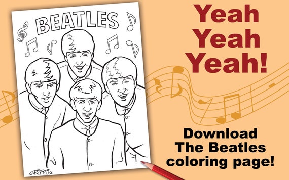 Beatles coloring page digital download hand
