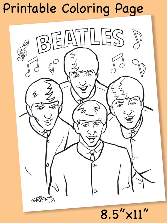 Beatles coloring page digital download hand