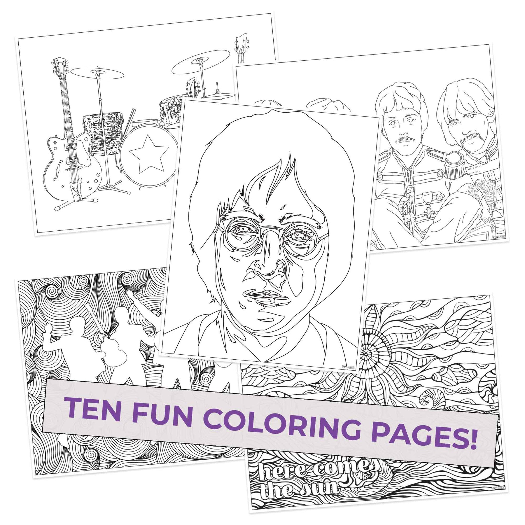 The beatles inspired coloring pages pack â pop colors