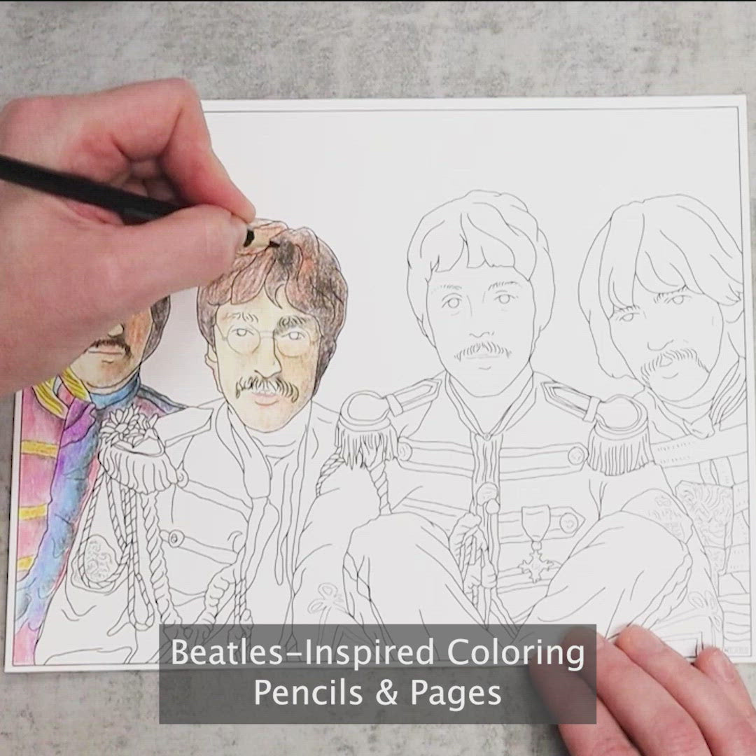 The beatles inspired colored pencils coloring pages gift bundle â pop colors