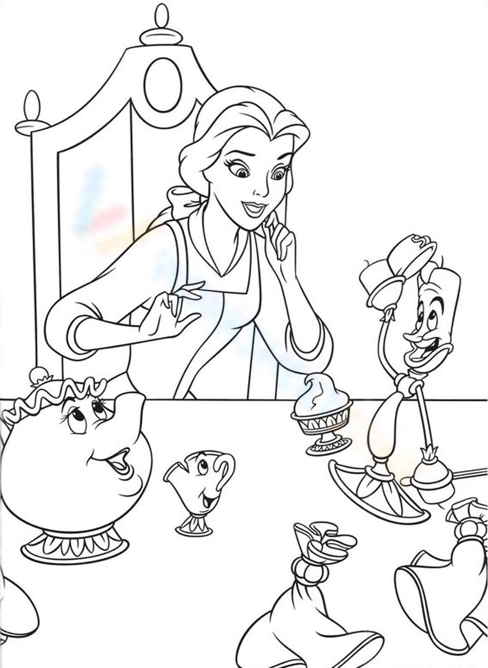 Free printable beauty and the beast coloring pages for kids