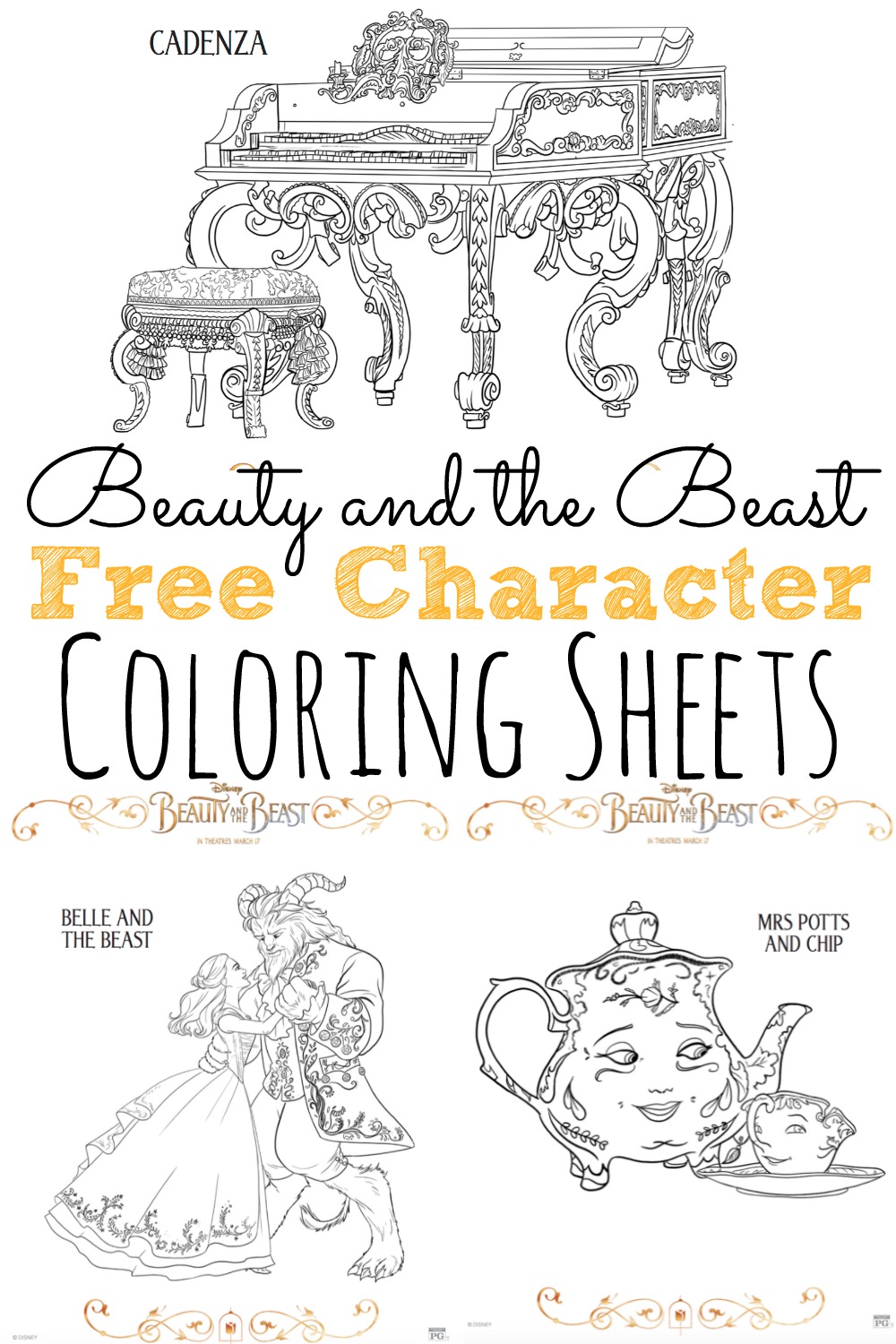 Free beauty and the beast coloring pages beautyandthebeast