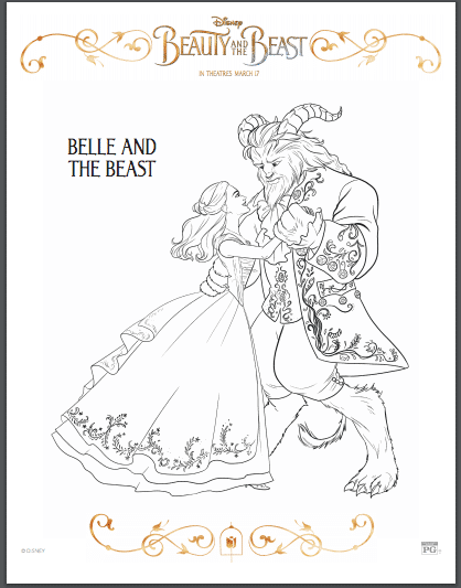Beauty and the beast coloring pages