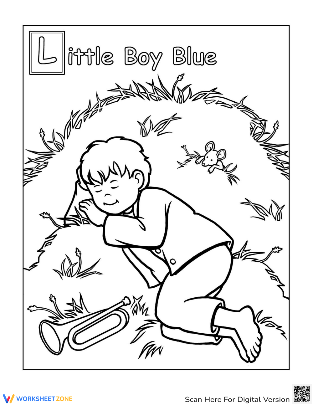 Little boy blue coloring page worksheet