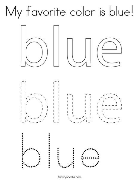 My favorite color is blue coloring page