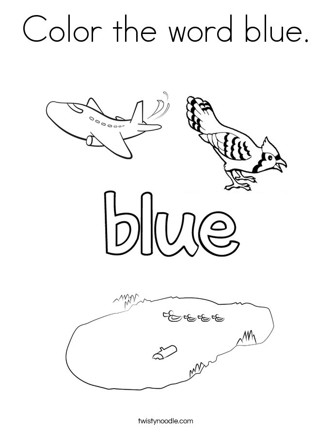 Color the word blue coloring page
