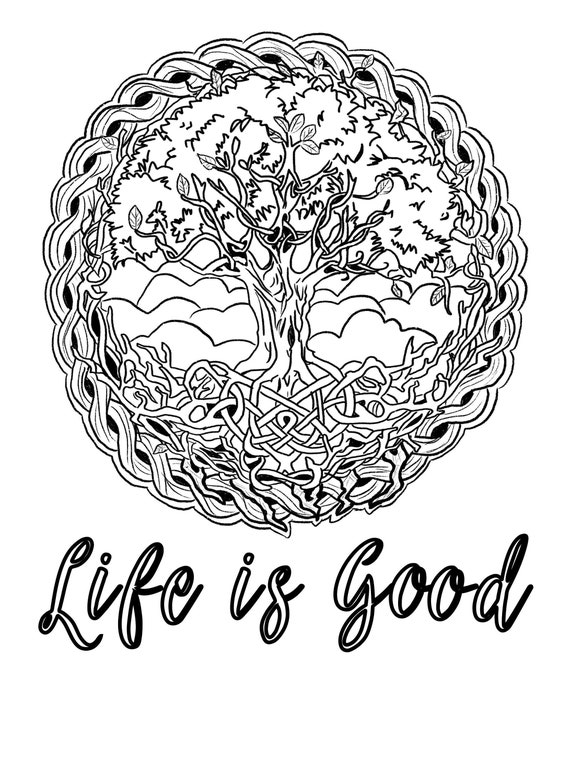 Adult coloring page tree of life celtic design