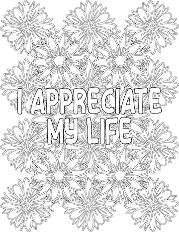 Premium vector kindness coloring sheet floral coloring pages for personal growth for kids and adults