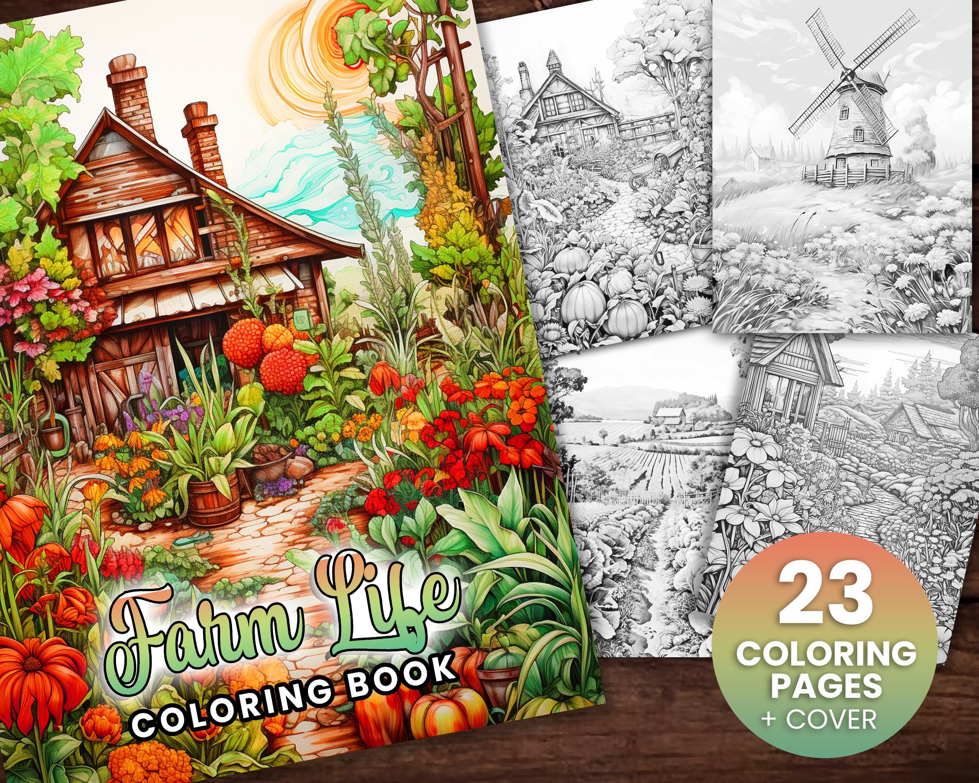 Page farm life coloring book adults kids