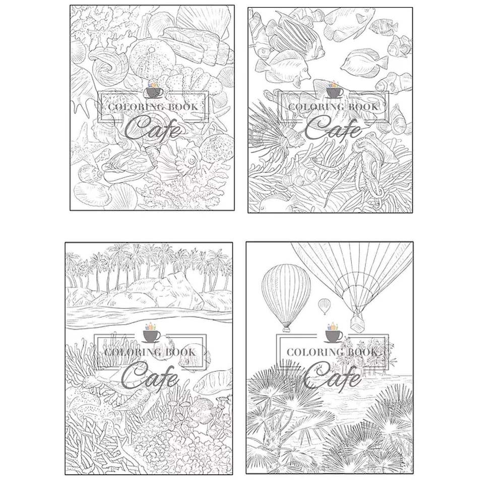 Island life coloring book featuring exotic island scenes ocean landscapes and tropical bird and flower design