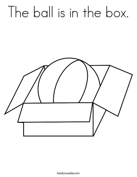 The ball is in the box coloring page