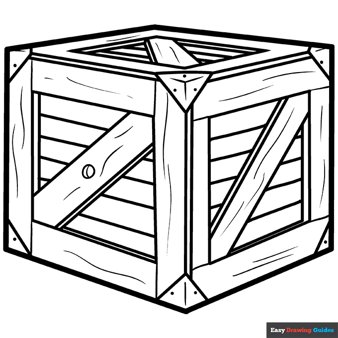 Box coloring page easy drawing guides