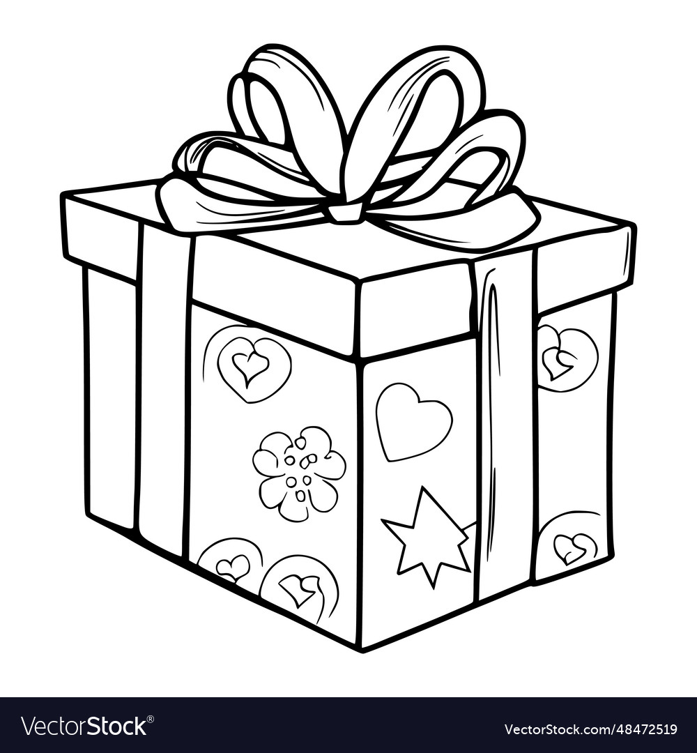 Gift box coloring pages for kids royalty free vector image