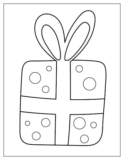 Premium vector cute gift box coloring page print for coloring book in us letter format with a present