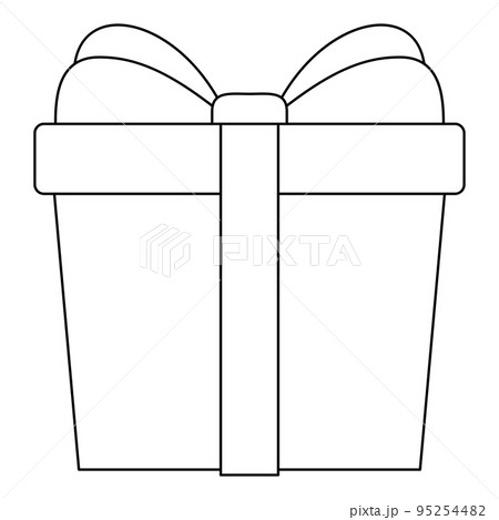 Coloring page with gift box for kids