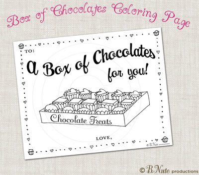 Productions box of chocolates coloring page