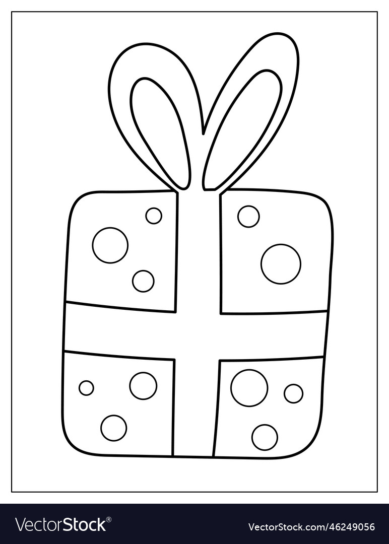 Cute gift box coloring page print royalty free vector image