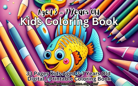 Kids coloring digital pages cute fish pages fun coloring sheets for ages