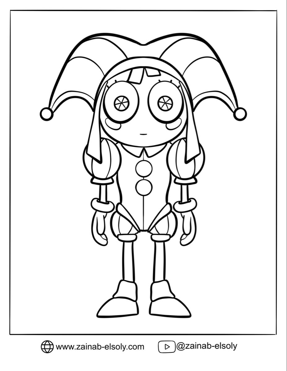 Pomni free coloring page free coloring pages coloring pages cat coloring page