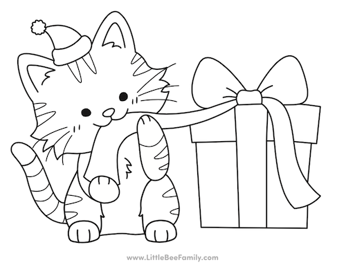 Christmas cat coloring page