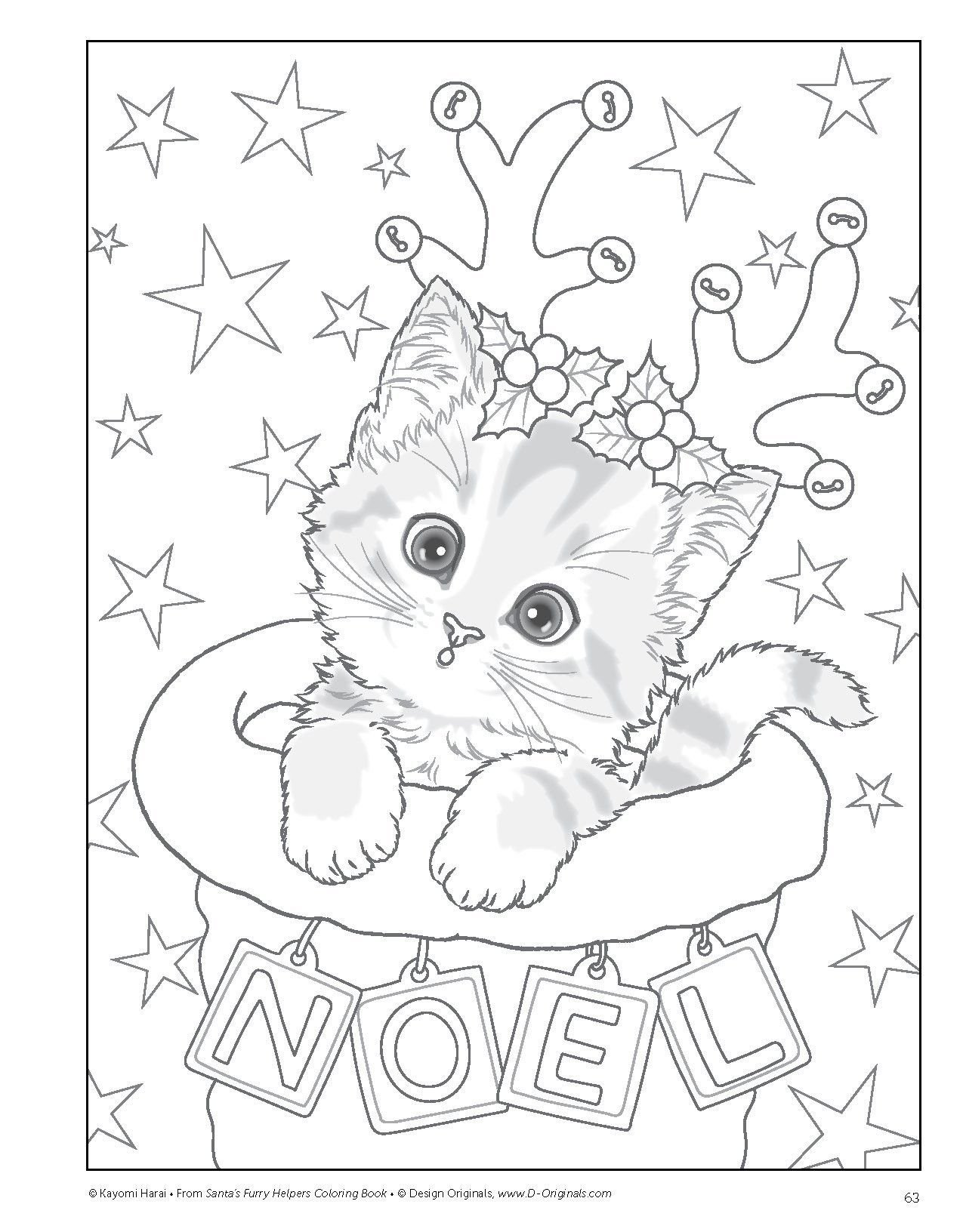 Christmas cats coloring pages printable for free download