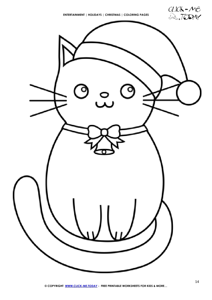 Free christmas cat coloring page