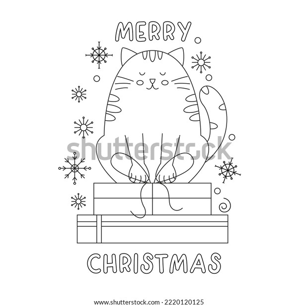 Christmas cat coloring page children adults stock vector royalty free